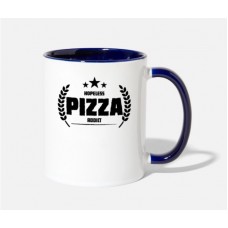 Hopeless Pizza Addict Funny Addiction White/Cobalt Blue Mugs